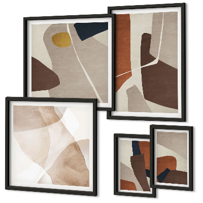 Set de 5 cuadros para salón Formas modernas abstractas