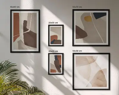 Set de 5 cuadros para salón con diseño de formas abstractas modernas