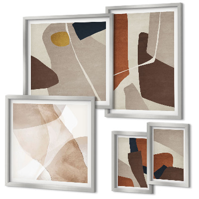 Set de 5 cuadros para salón Formas modernas abstractas