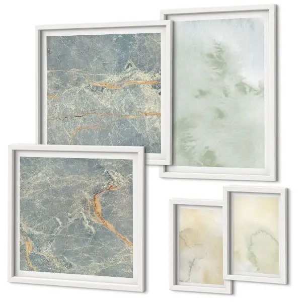 Pared galería de arte con texturas de pintura de acuarela en tonos pastel