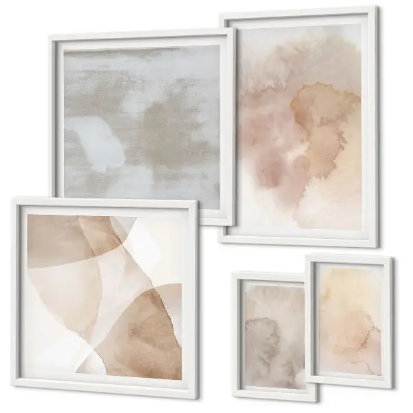 Conjunto de cuadros decorativos con texturas de acuarela en tonos pastel
