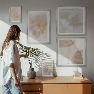 Conjunto de cuadros decorativos con texturas de acuarela en tonos pastel