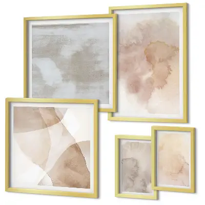 Conjunto de cuadros decorativos con texturas de acuarela en tonos pastel