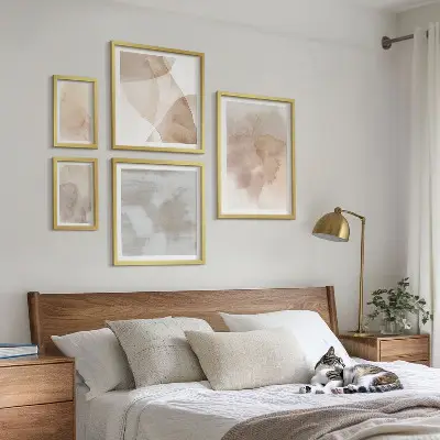 Conjunto de cuadros decorativos con texturas de acuarela en tonos pastel