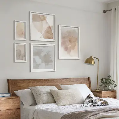 Conjunto de cuadros decorativos con texturas de acuarela en tonos pastel