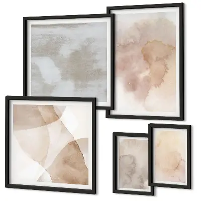 Conjunto de cuadros decorativos con texturas de acuarela en tonos pastel