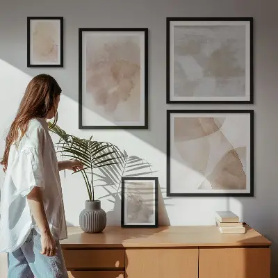 Conjunto de cuadros decorativos con texturas de acuarela en tonos pastel