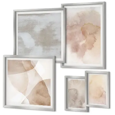 Conjunto de cuadros decorativos con texturas de acuarela en tonos pastel