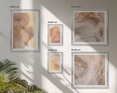Set de 5 cuadros para salón con diseño de texturas cálidas y coloridas de acuarela
