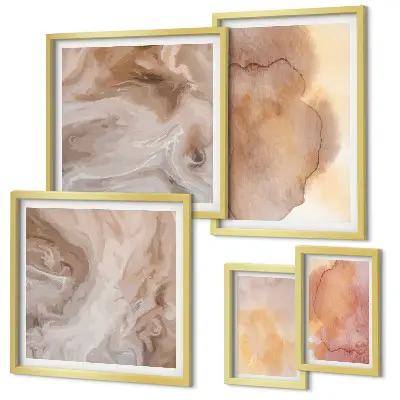 Set de 5 cuadros para salón con diseño de texturas cálidas y coloridas de acuarela