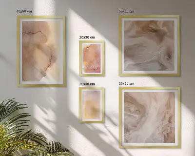 Set de 5 cuadros para salón con diseño de texturas cálidas y coloridas de acuarela