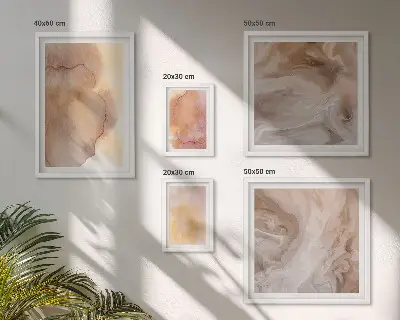 Set de 5 cuadros para salón con diseño de texturas cálidas y coloridas de acuarela