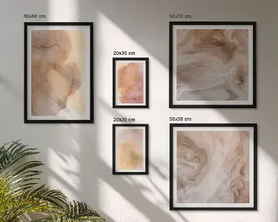 Set de 5 cuadros para salón con diseño de texturas cálidas y coloridas de acuarela