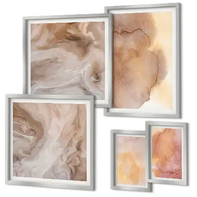 Set de 5 cuadros para salón con diseño de texturas cálidas y coloridas de acuarela