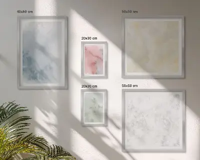 Conjunto de cuadros decorativos con acuarelas en tonos pastel sobre lienzo