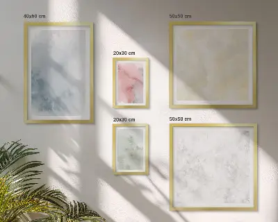 Conjunto de cuadros decorativos con acuarelas en tonos pastel sobre lienzo