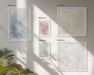 Conjunto de cuadros decorativos con acuarelas en tonos pastel sobre lienzo