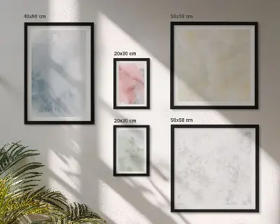 Conjunto de cuadros decorativos con acuarelas en tonos pastel sobre lienzo