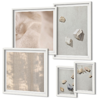 Set de 5 cuadros para salón Decoraciones de playa con piedras de estilo bohemio