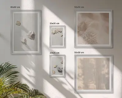 Set de 5 cuadros para salón con decoraciones de playa y piedras de estilo bohemio