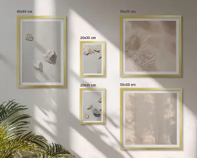 Set de 5 cuadros para salón con decoraciones de playa y piedras de estilo bohemio