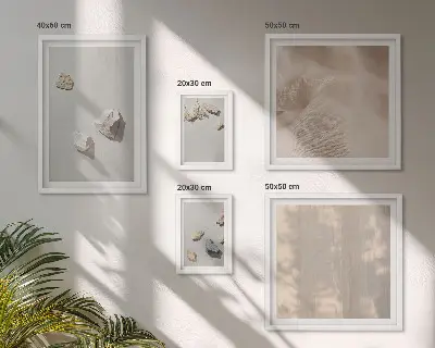 Set de 5 cuadros para salón con decoraciones de playa y piedras de estilo bohemio
