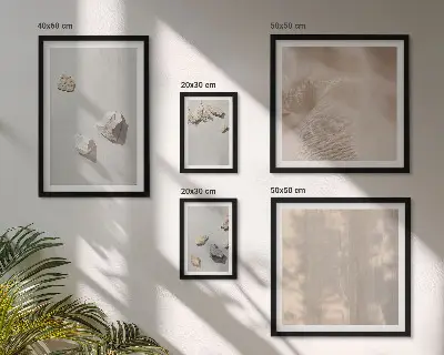 Set de 5 cuadros para salón con decoraciones de playa y piedras de estilo bohemio