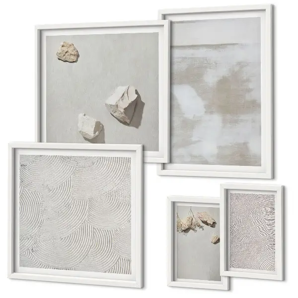 Pared galería de arte con textura bohemia de arenisca