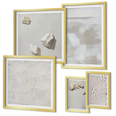 Pared galería de arte con textura bohemia de arenisca