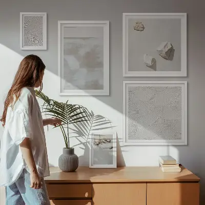 Pared galería de arte con textura bohemia de arenisca