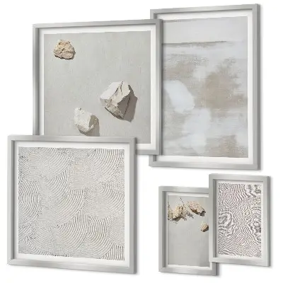 Pared galería de arte con textura bohemia de arenisca