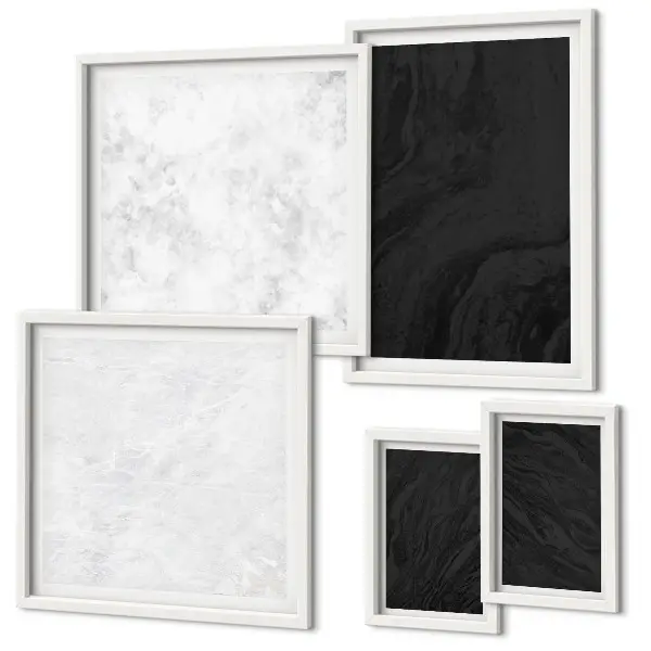 Conjunto de cuadros decorativos diseño de mármoles oscuros y glamurosos