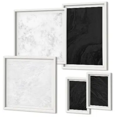 Conjunto de cuadros decorativos diseño de mármoles oscuros y glamurosos