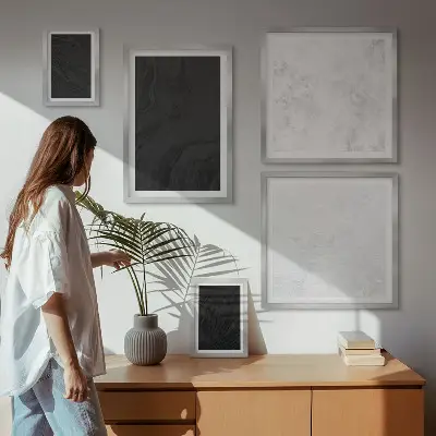 Conjunto de cuadros decorativos diseño de mármoles oscuros y glamurosos