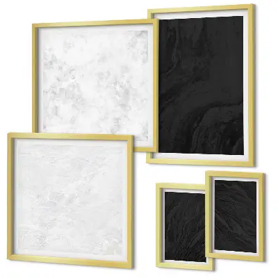 Conjunto de cuadros decorativos diseño de mármoles oscuros y glamurosos