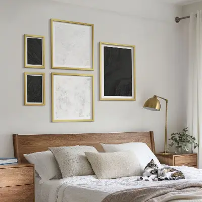 Conjunto de cuadros decorativos diseño de mármoles oscuros y glamurosos