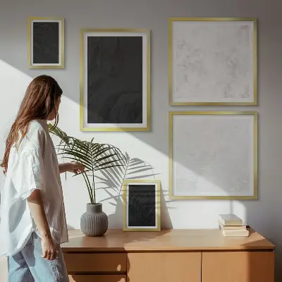 Conjunto de cuadros decorativos diseño de mármoles oscuros y glamurosos