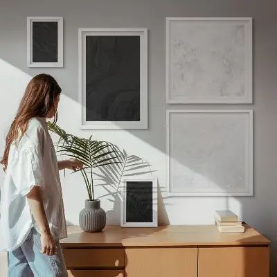 Conjunto de cuadros decorativos diseño de mármoles oscuros y glamurosos