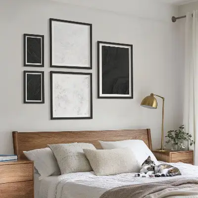 Conjunto de cuadros decorativos diseño de mármoles oscuros y glamurosos
