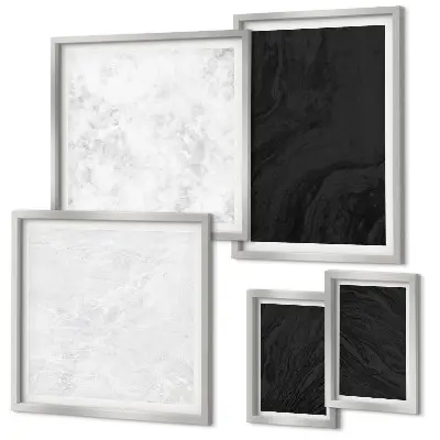 Conjunto de cuadros decorativos diseño de mármoles oscuros y glamurosos