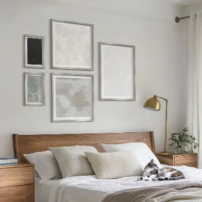 Set de 5 cuadros para salón con diseño de elegantes estructuras de piedra