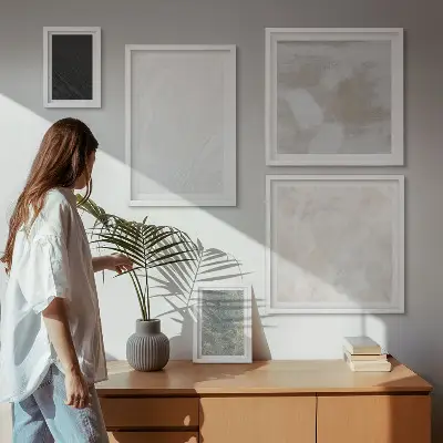 Set de 5 cuadros para salón con diseño de elegantes estructuras de piedra