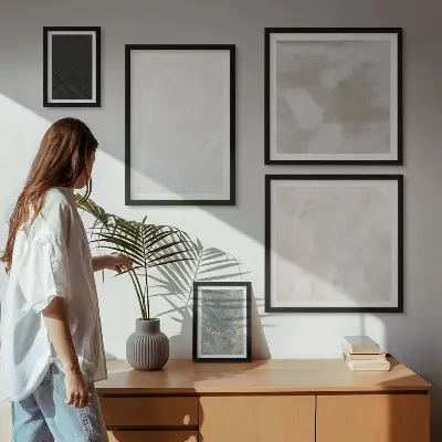 Set de 5 cuadros para salón con diseño de elegantes estructuras de piedra