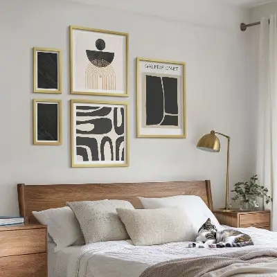 Pared galería de arte de formas abstractas de mármol