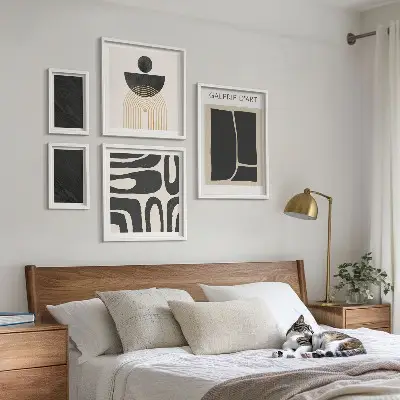 Pared galería de arte de formas abstractas de mármol