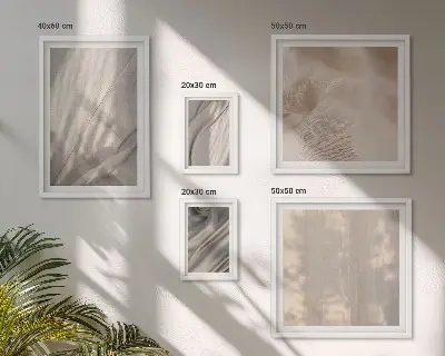 Conjunto de cuadros decorativos con telas bohemias naturales en primer plano