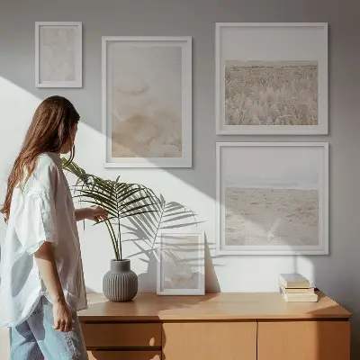 Conjunto de cuadros decorativos con texturas de moda en tonos pastel