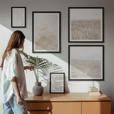 Conjunto de cuadros decorativos con texturas de moda en tonos pastel