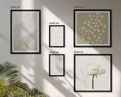 Set de 5 cuadros para salón con diseño de flores y texturas bohemias de moda