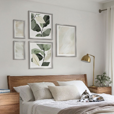 Pared galería de arte Pinturas brillantes, estilo boho abstracto